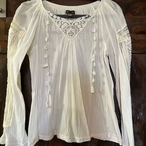 White Lace Detail Women's Top